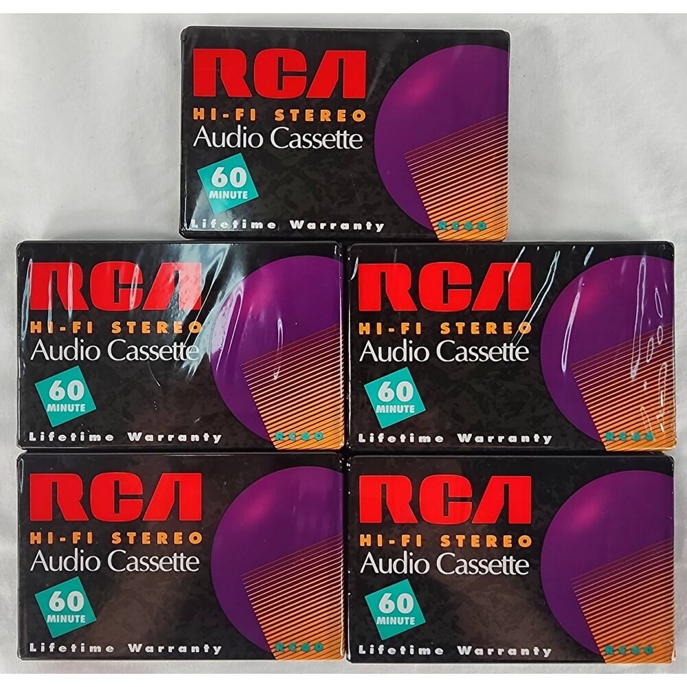 New RCA RC60 Hi Fi Stereo Audio Cassette Tapes 60-Min Lot of 5 Sealed